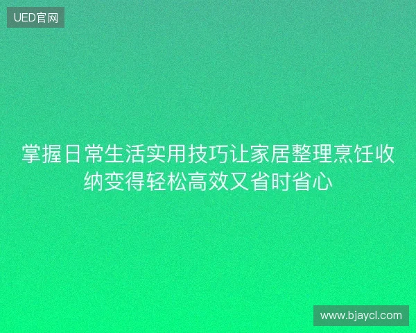 掌握日常生活实用技巧让家居整理烹饪收纳变得轻松高效又省时省心